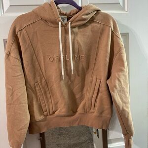 Aerie Tan Hoodie with Embroidered Detail